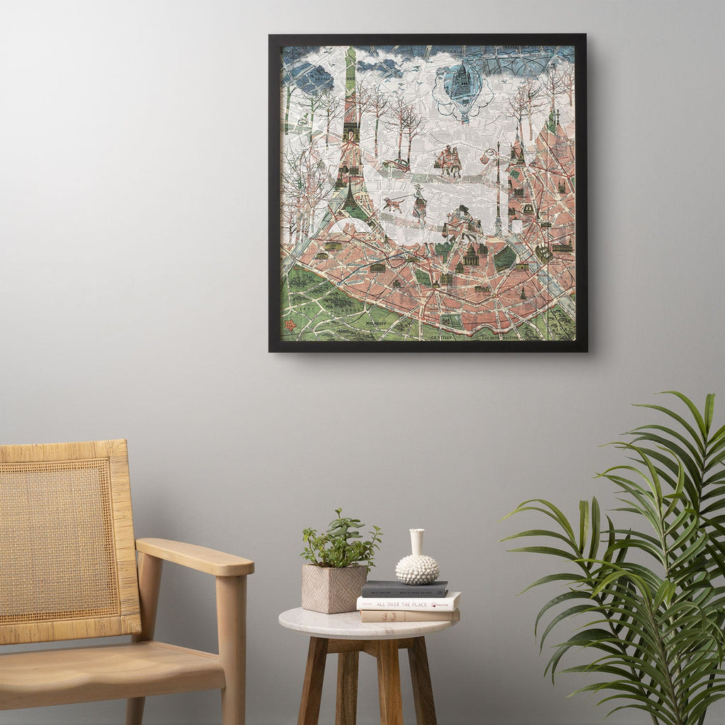 Belle13 Paris Map Under The Paris Sun Framed Wall Art