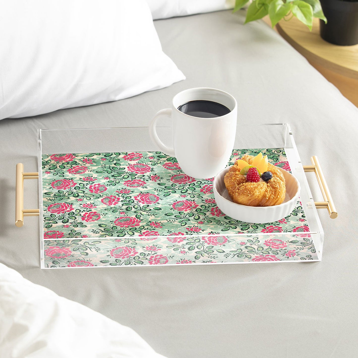 Belle13 Retro French Floral Pattern Acrylic Tray
