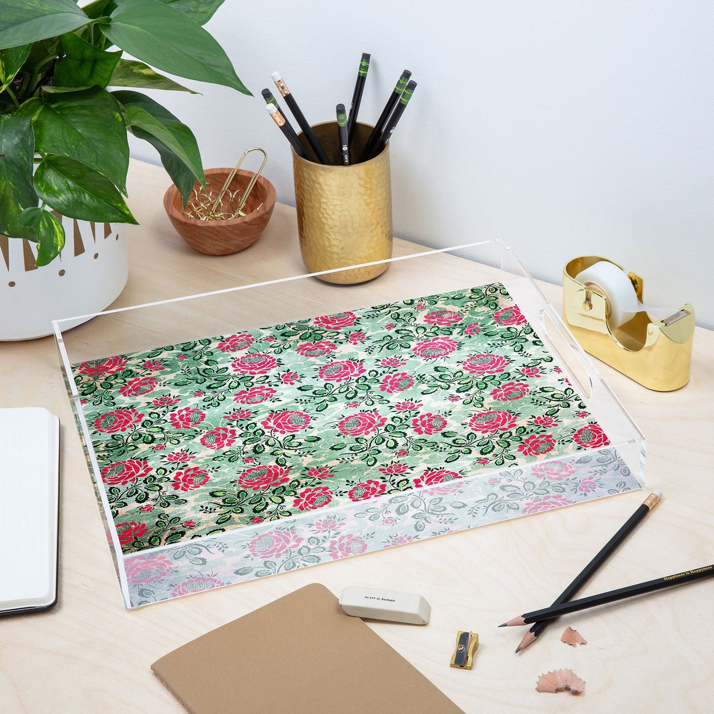 Belle13 Retro French Floral Pattern Acrylic Tray
