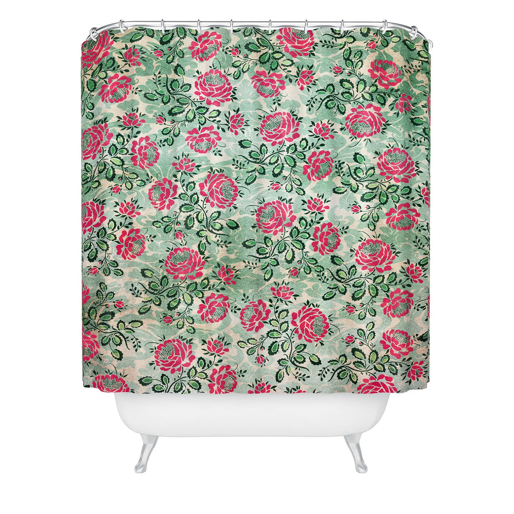 Belle13 Retro French Floral Pattern Shower Curtain
