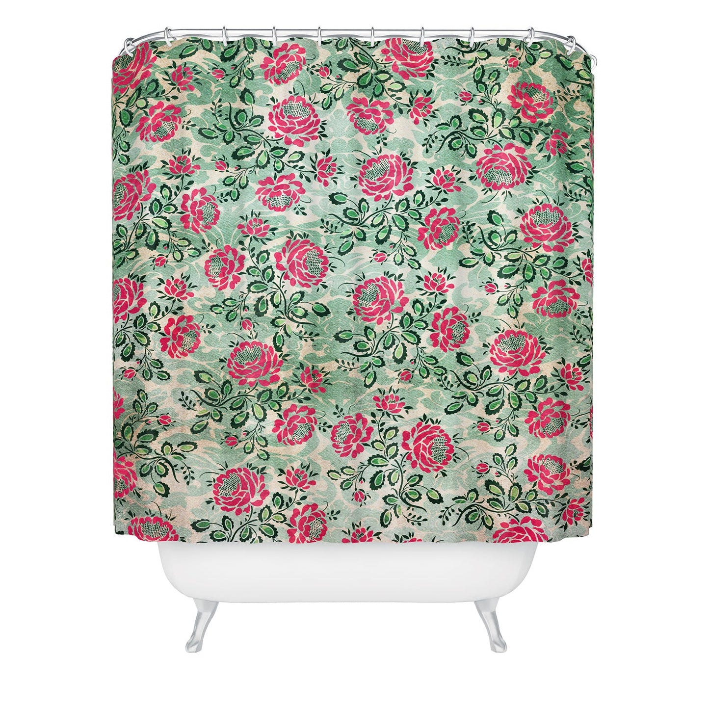 Belle13 Retro French Floral Pattern Shower Curtain