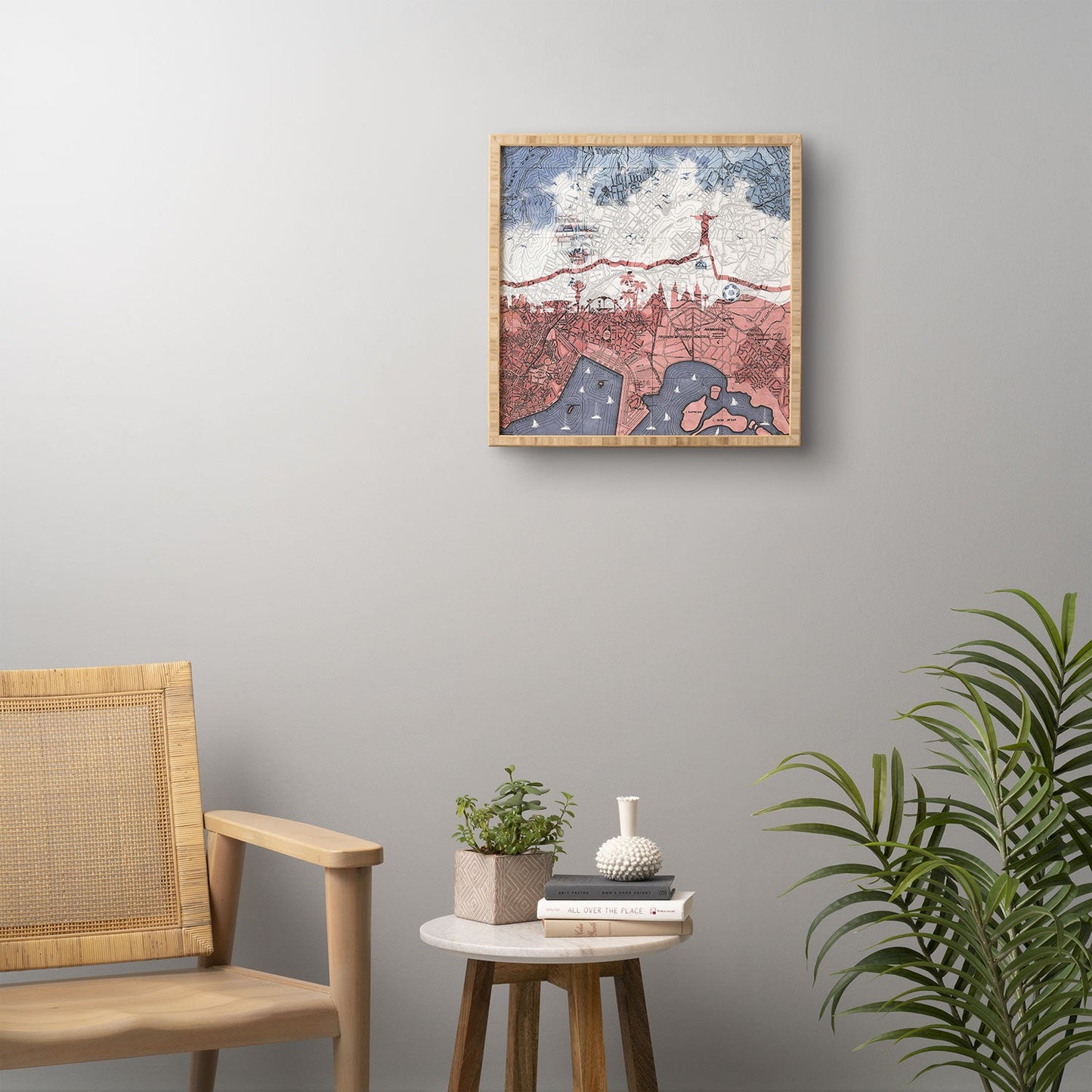 Belle13 Rio de Janeiro Skyline Vintage Map Framed Wall Art