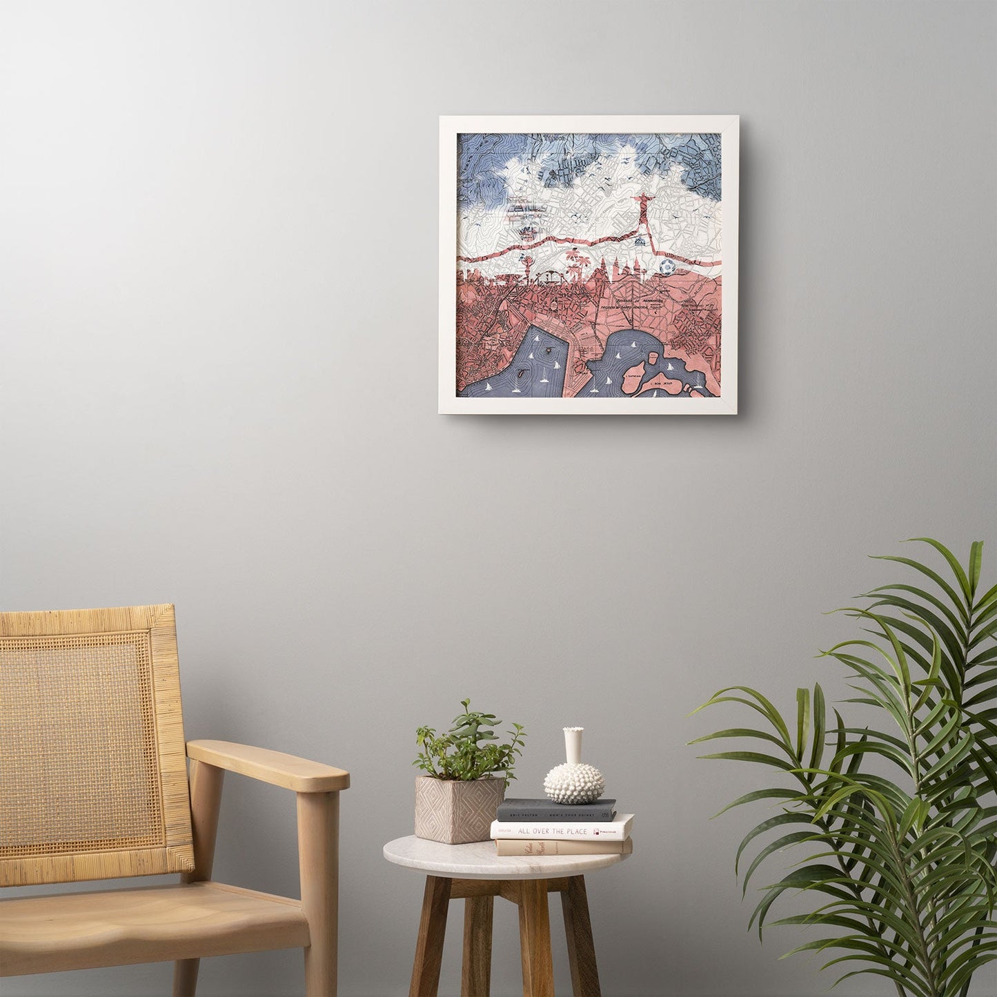 Belle13 Rio de Janeiro Skyline Vintage Map Framed Wall Art