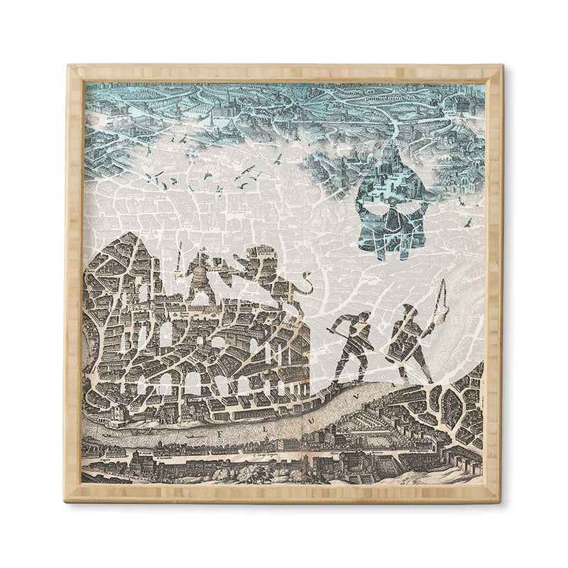 Belle13 Rome Vintage Map Framed Wall Art