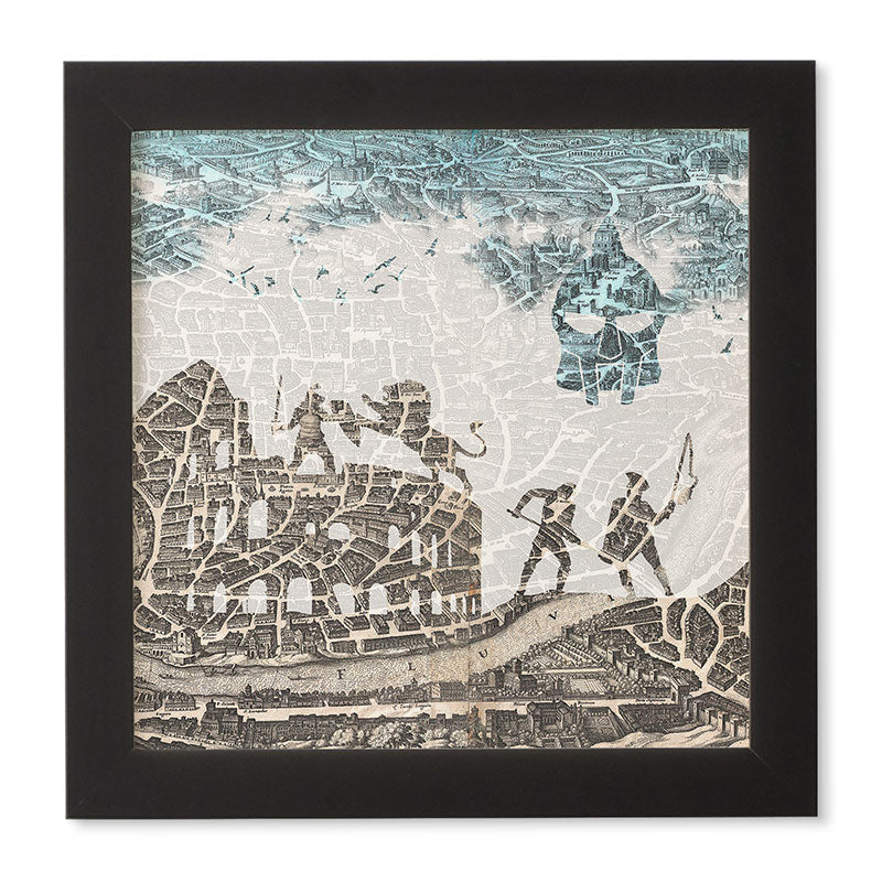 Belle13 Rome Vintage Map Framed Wall Art