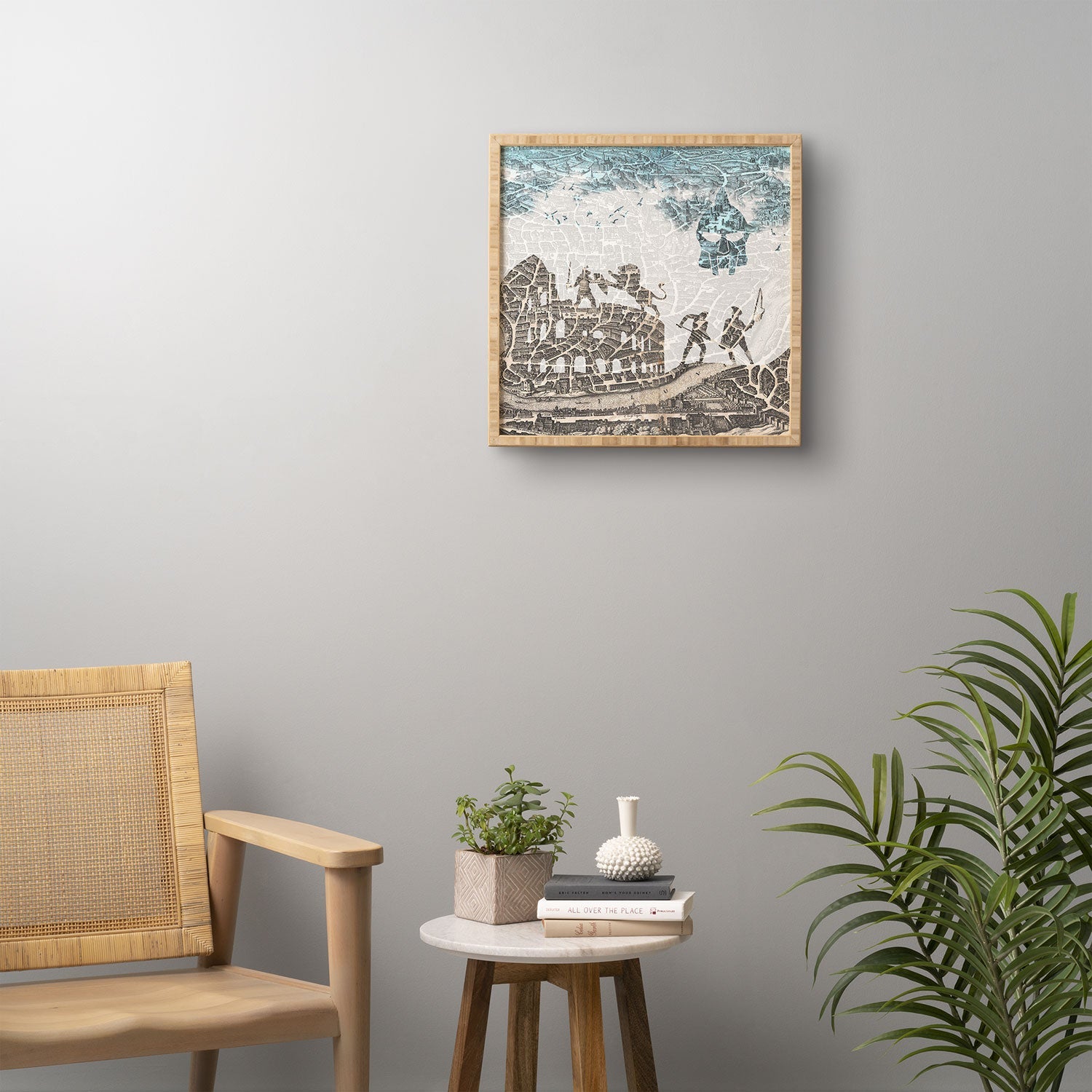 Belle13 Rome Vintage Map Framed Wall Art