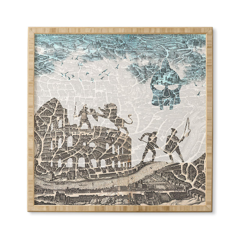 Belle13 Rome Vintage Map Framed Wall Art