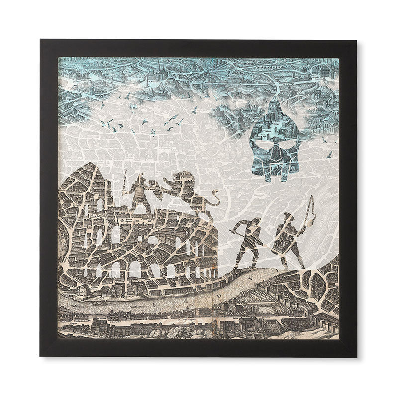 Belle13 Rome Vintage Map Framed Wall Art