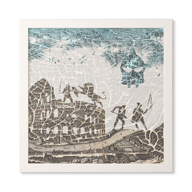 Belle13 Rome Vintage Map Framed Wall Art