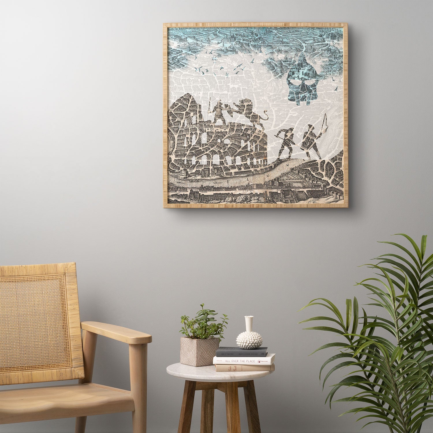 Belle13 Rome Vintage Map Framed Wall Art