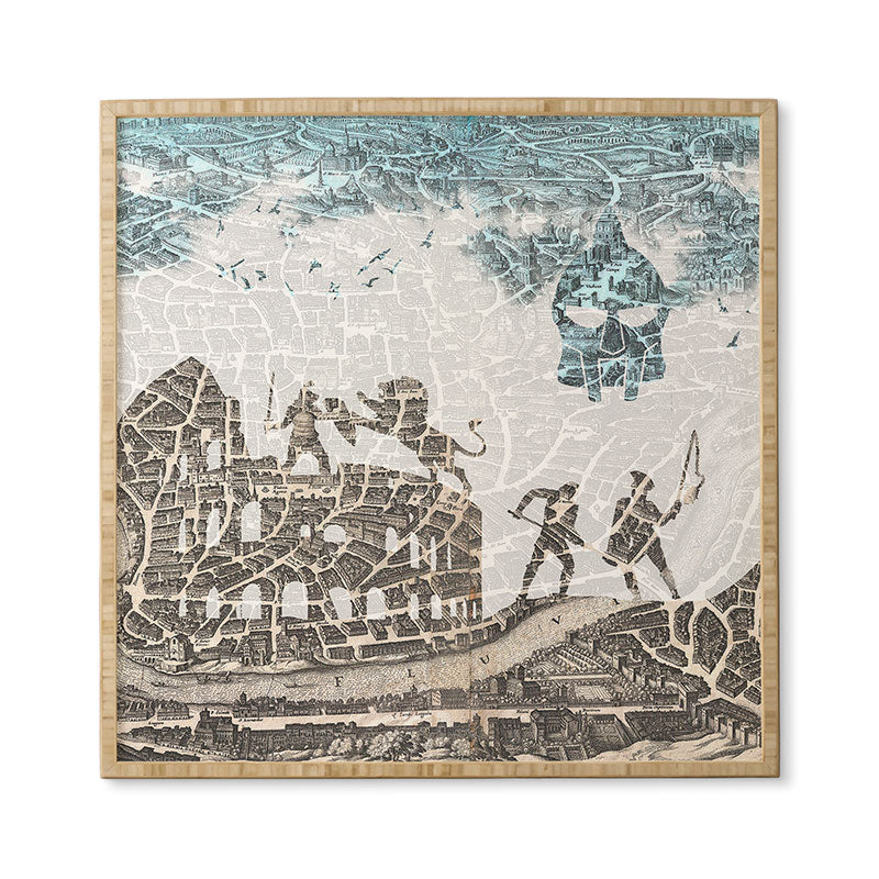 Belle13 Rome Vintage Map Framed Wall Art