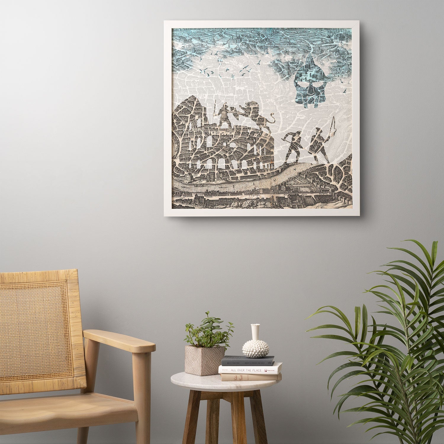 Belle13 Rome Vintage Map Framed Wall Art
