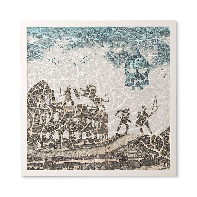Belle13 Rome Vintage Map Framed Wall Art