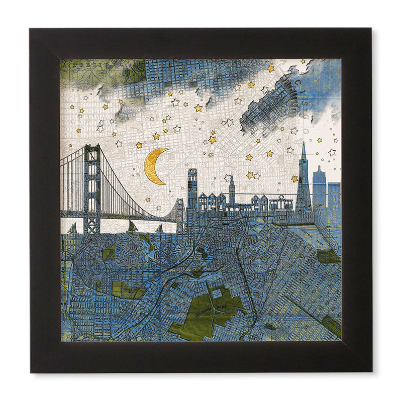Belle13 San Francisco Starry Night Framed Wall Art