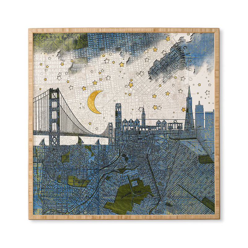 Belle13 San Francisco Starry Night Framed Wall Art