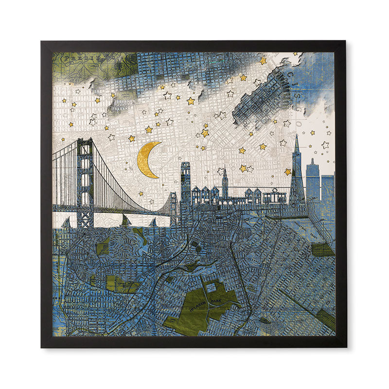 Belle13 San Francisco Starry Night Framed Wall Art