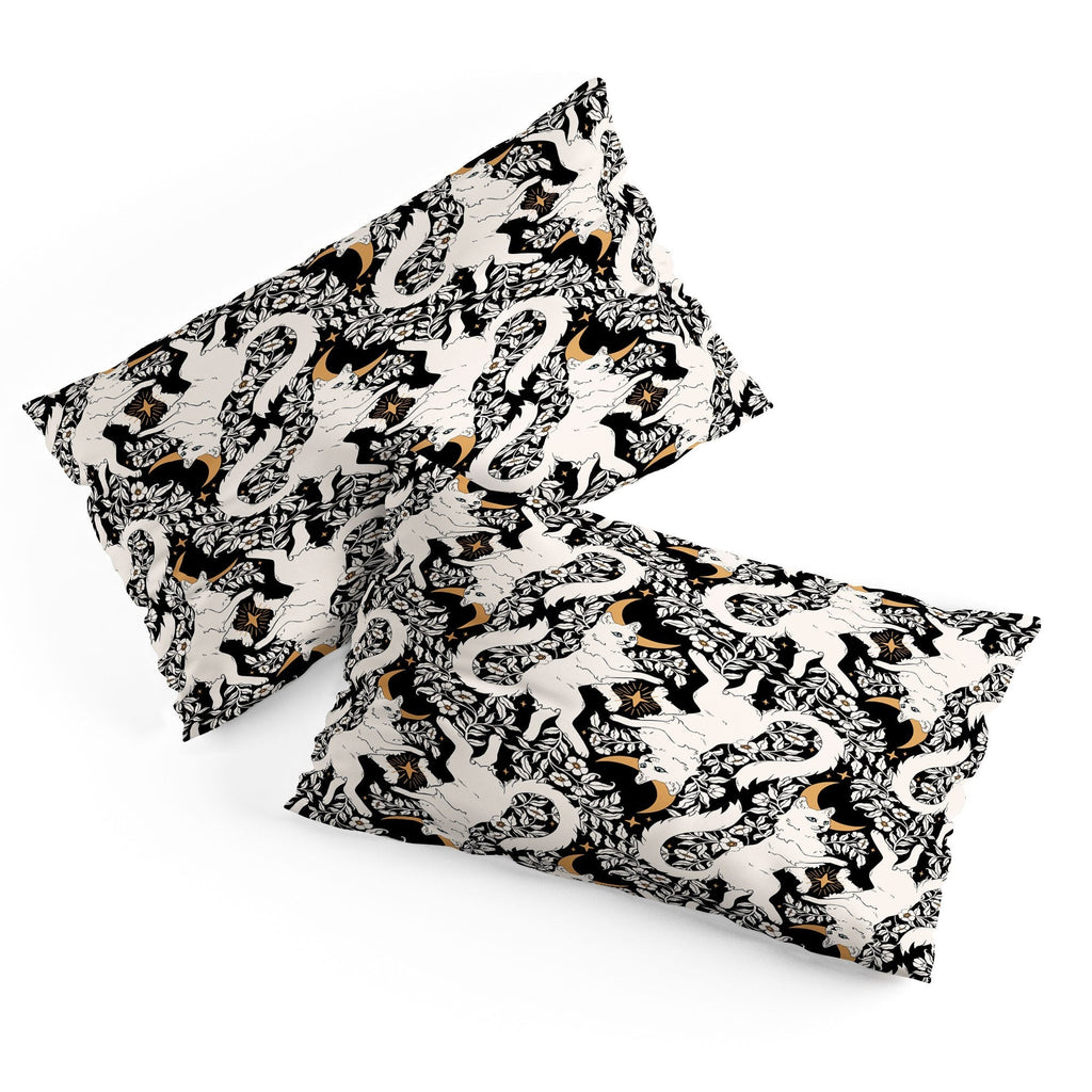 Avenie Celestial Cats Gold Pillow Shams