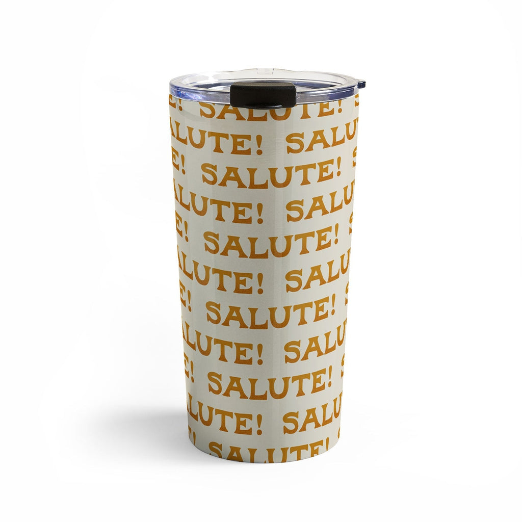 Jessica Molina Salute Gold Pattern on Cream Travel Mug