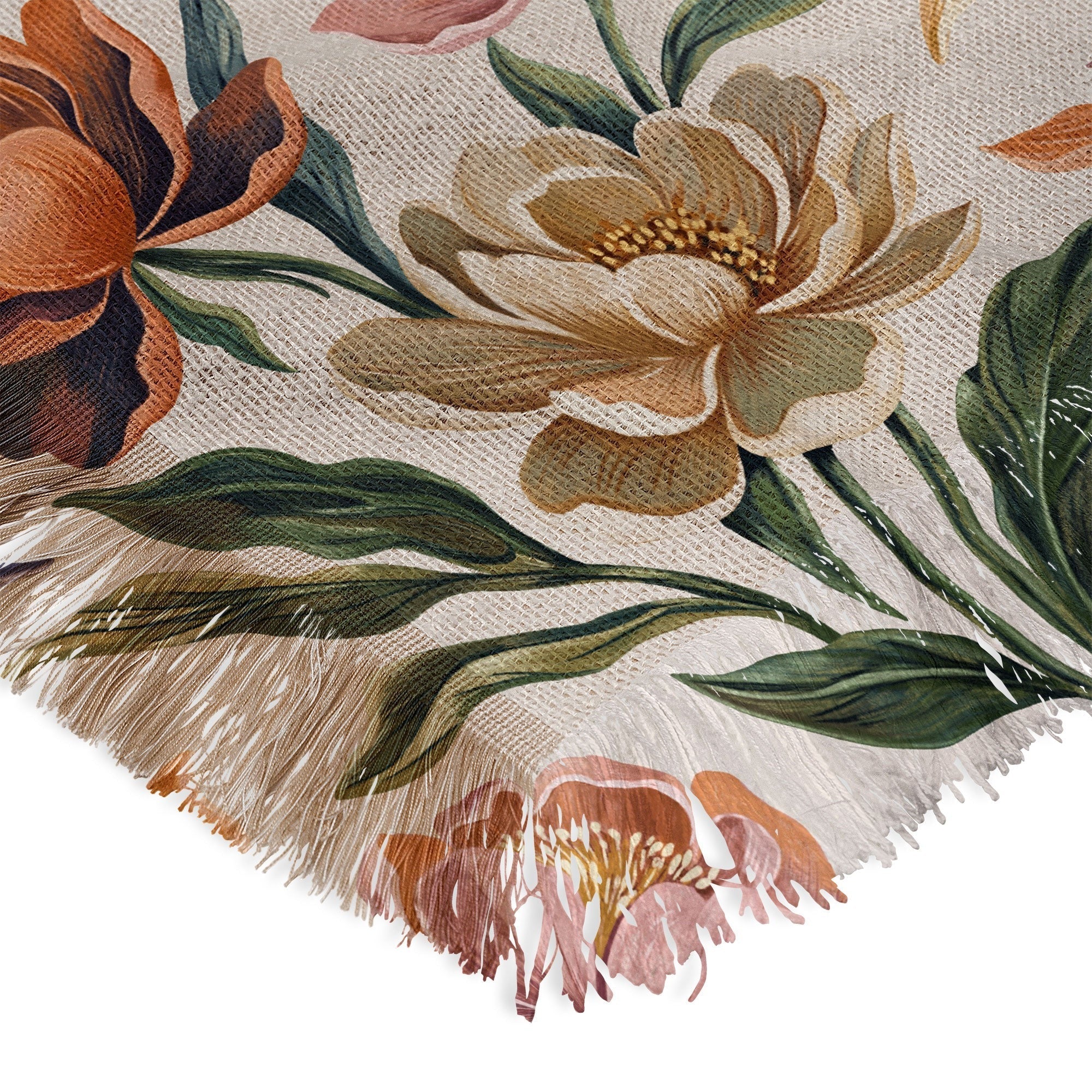 Marta Barragan Camarasa Hand Painted Peony Florals Throw Blanket