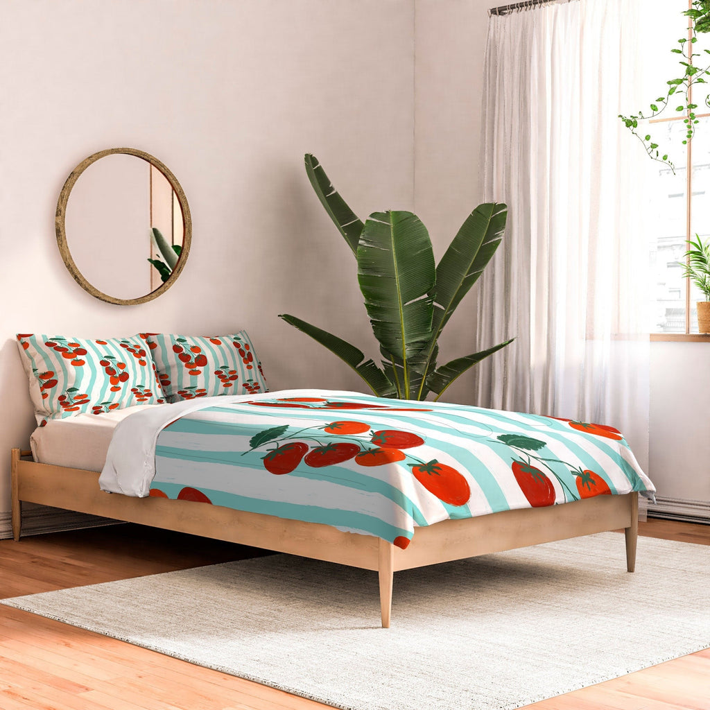 Design by Spark Zesty Tomatoes and Stripes Comforter