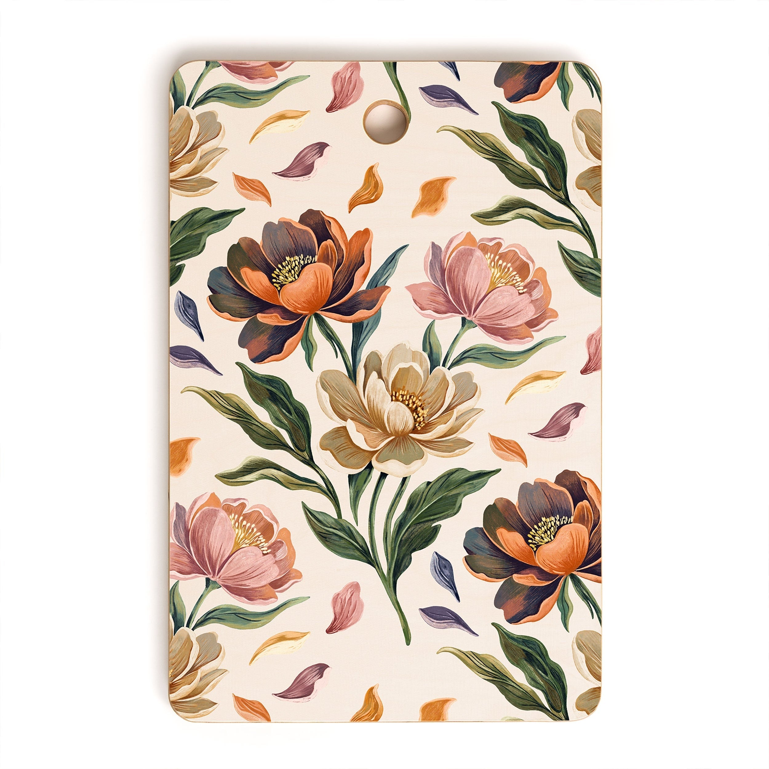 Marta Barragan Camarasa Hand Painted Peony Florals Cutting Board Rectangle
