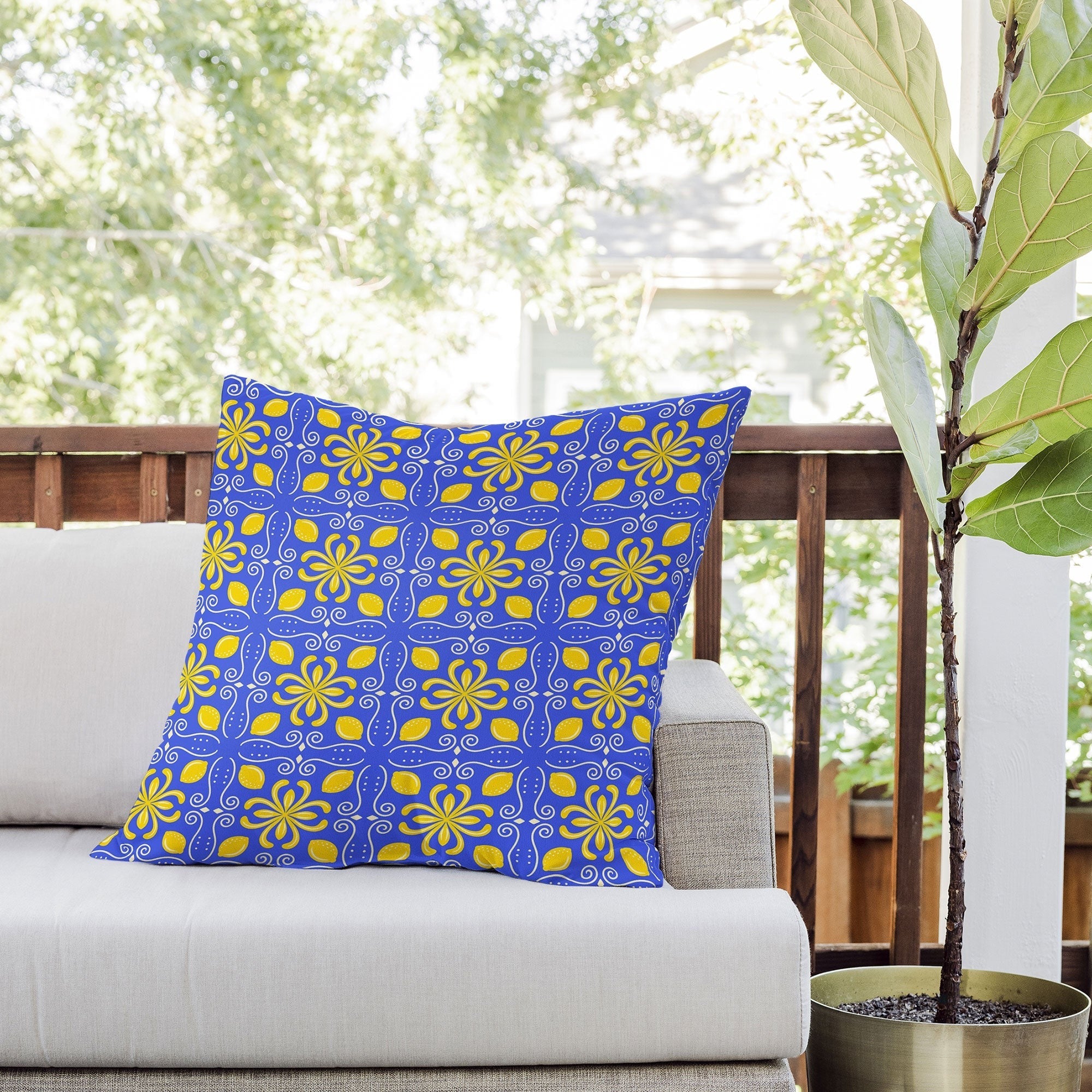 Design by Spark Dolce Vita Lemon Tile Outdoor Throw Pillow