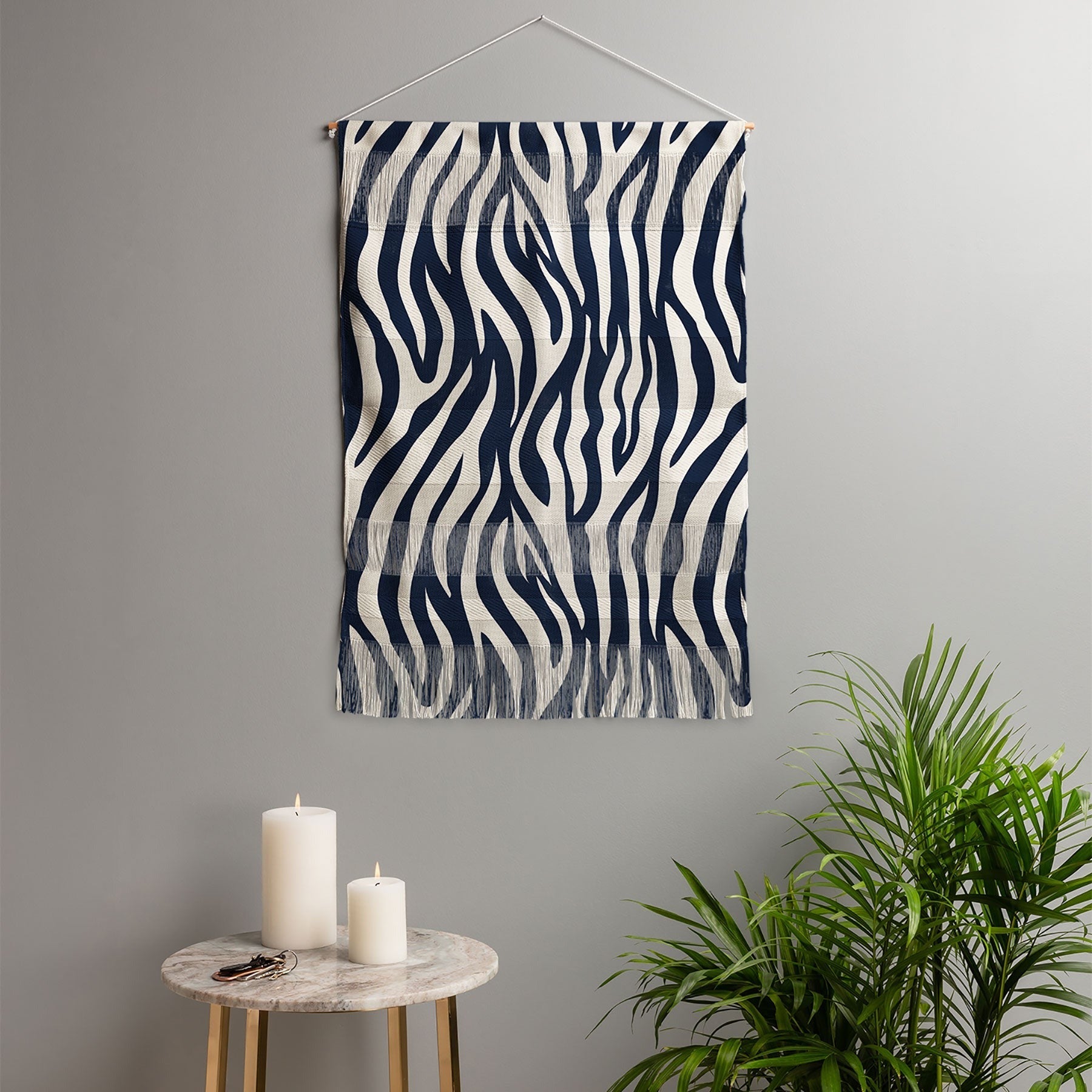 Avenie BR Navy Tiger Stripes Wall Hanging Portrait