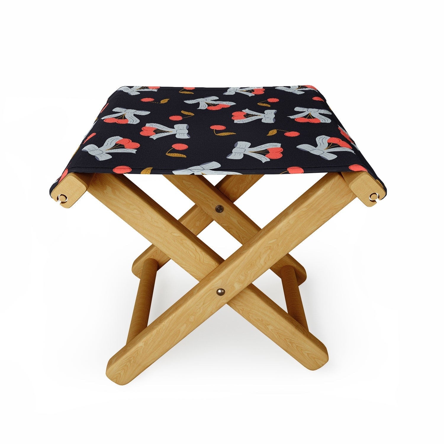 Jennifer Labre Cherries and Bows Folding Stool