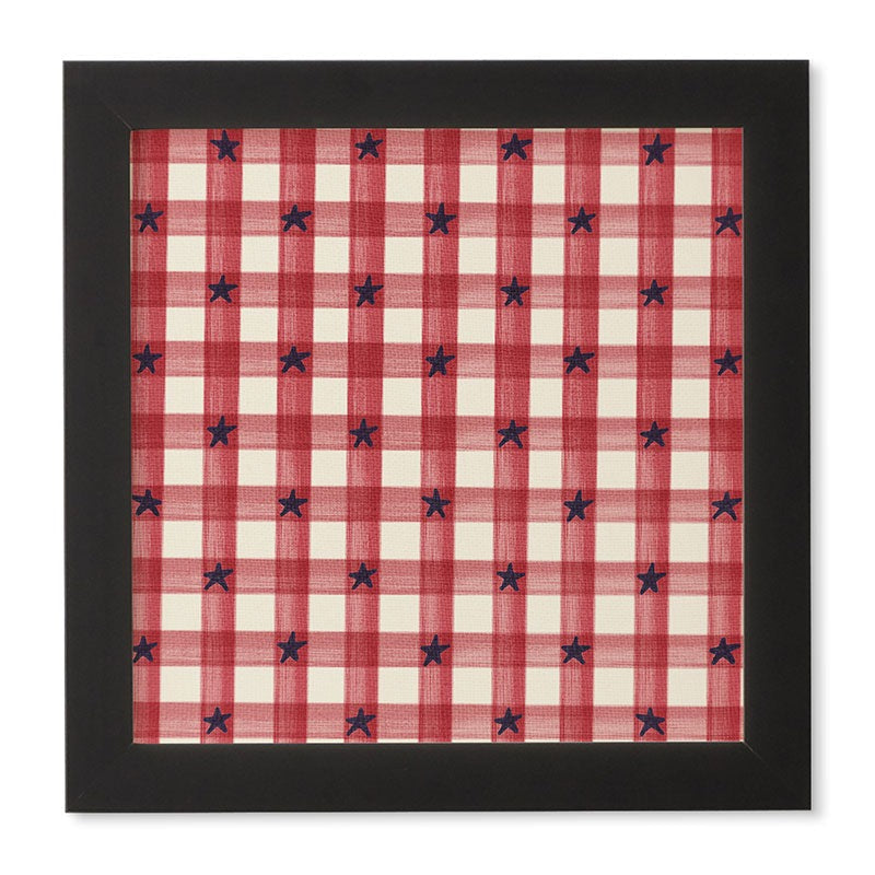 DENY Designs Red Gingham plus Stars Framed Wall Art