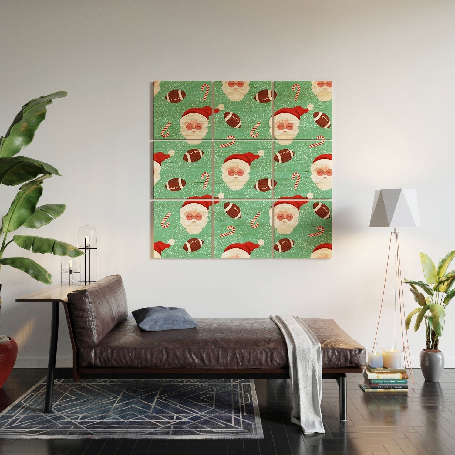 Design by Spark Sporty Football Santa Holiday Wood Wall Mural
