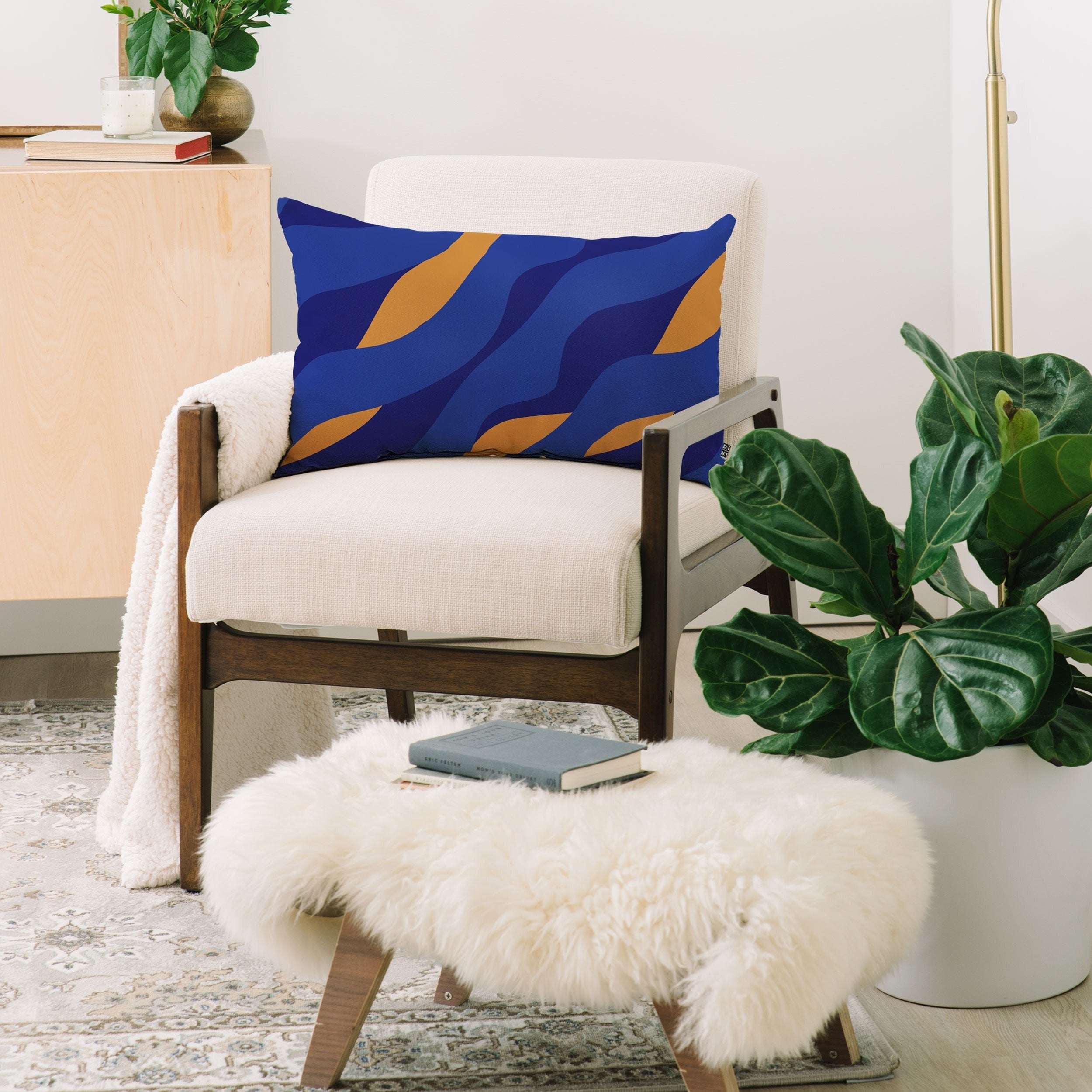 Camilla Foss Pebbles in Stream Oblong Throw Pillow