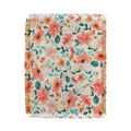 Ninola Design Botanic Retreat Tropical Whimsical Flowers Coral Green Throw Blanket