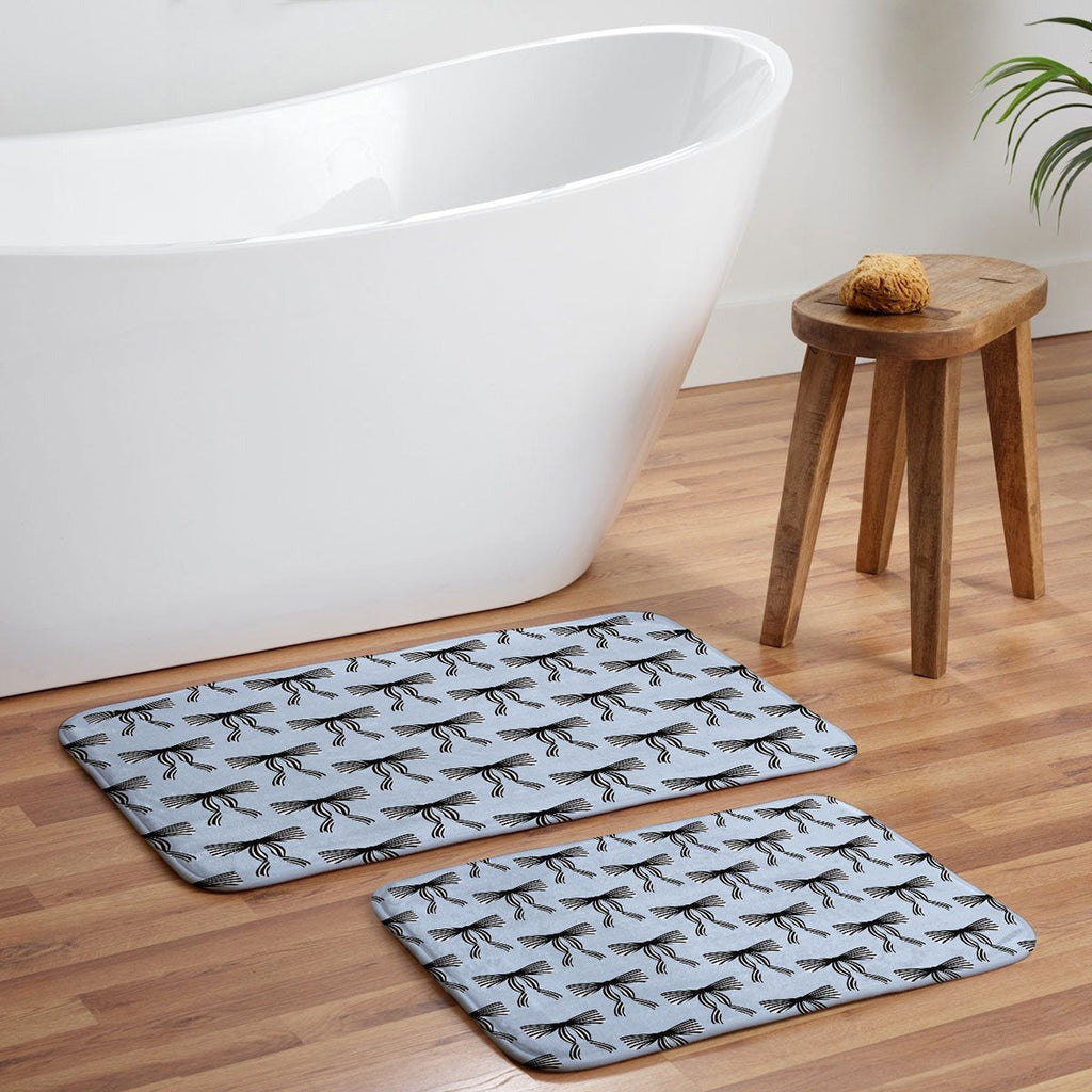 Design by Spark Black Striped Bows Memory Foam Bath Mat