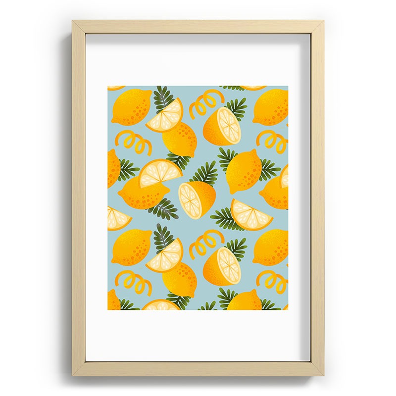 Jessica Molina Lemon Pattern on Sky Blue Recessed Framing Rectangle