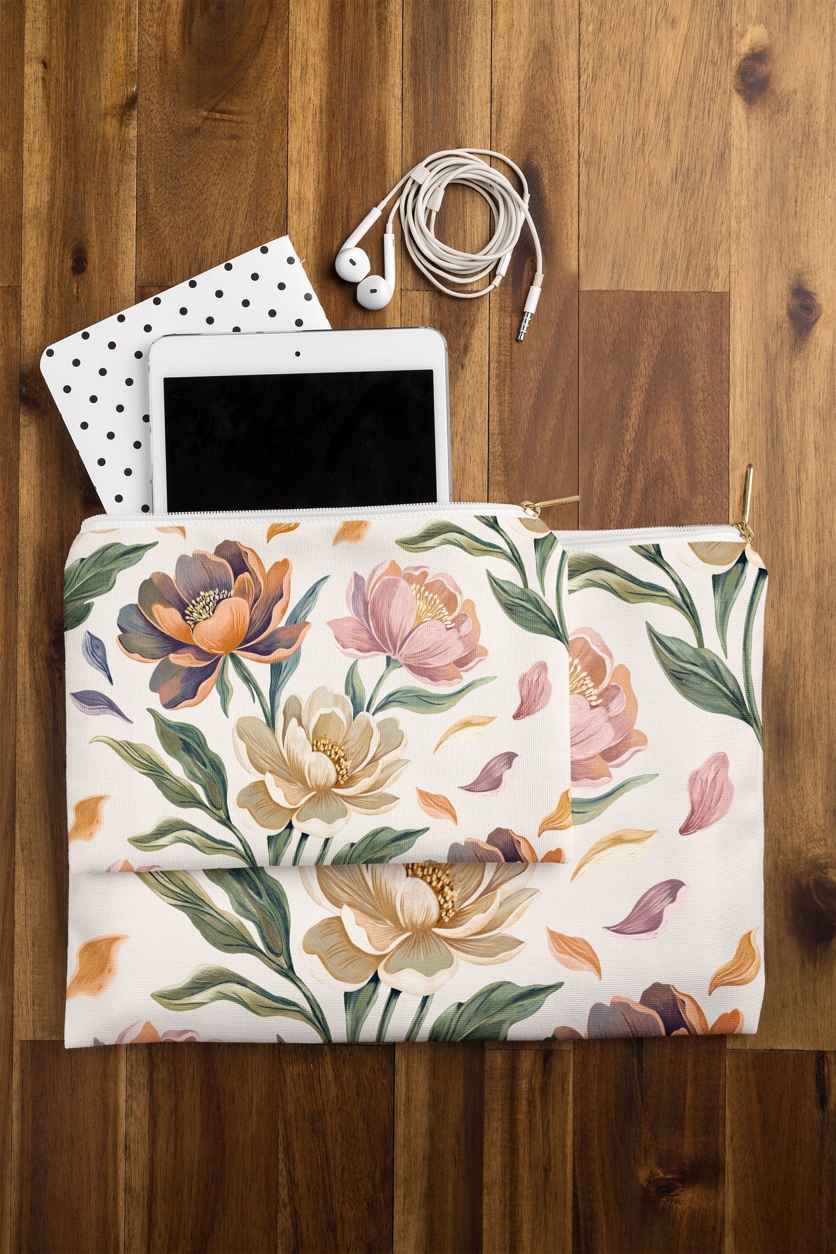 Marta Barragan Camarasa Hand Painted Peony Florals Pouch