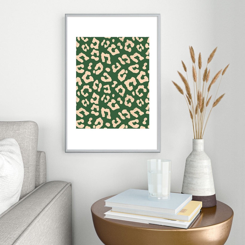 Avenie BR Cheetah Print In Green Metal Framed Art Print