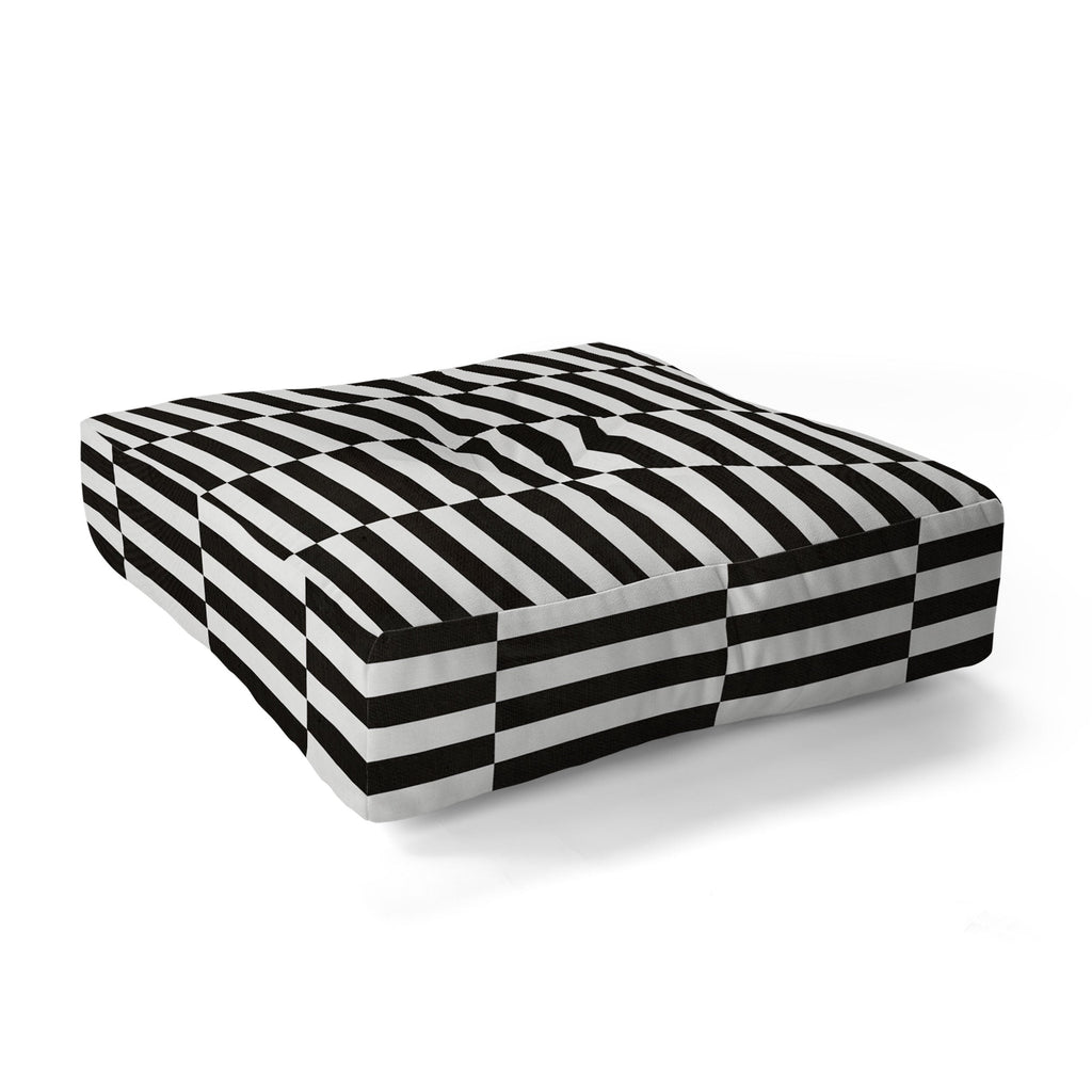 Bianca Green Black And White Order Floor Pillow Square