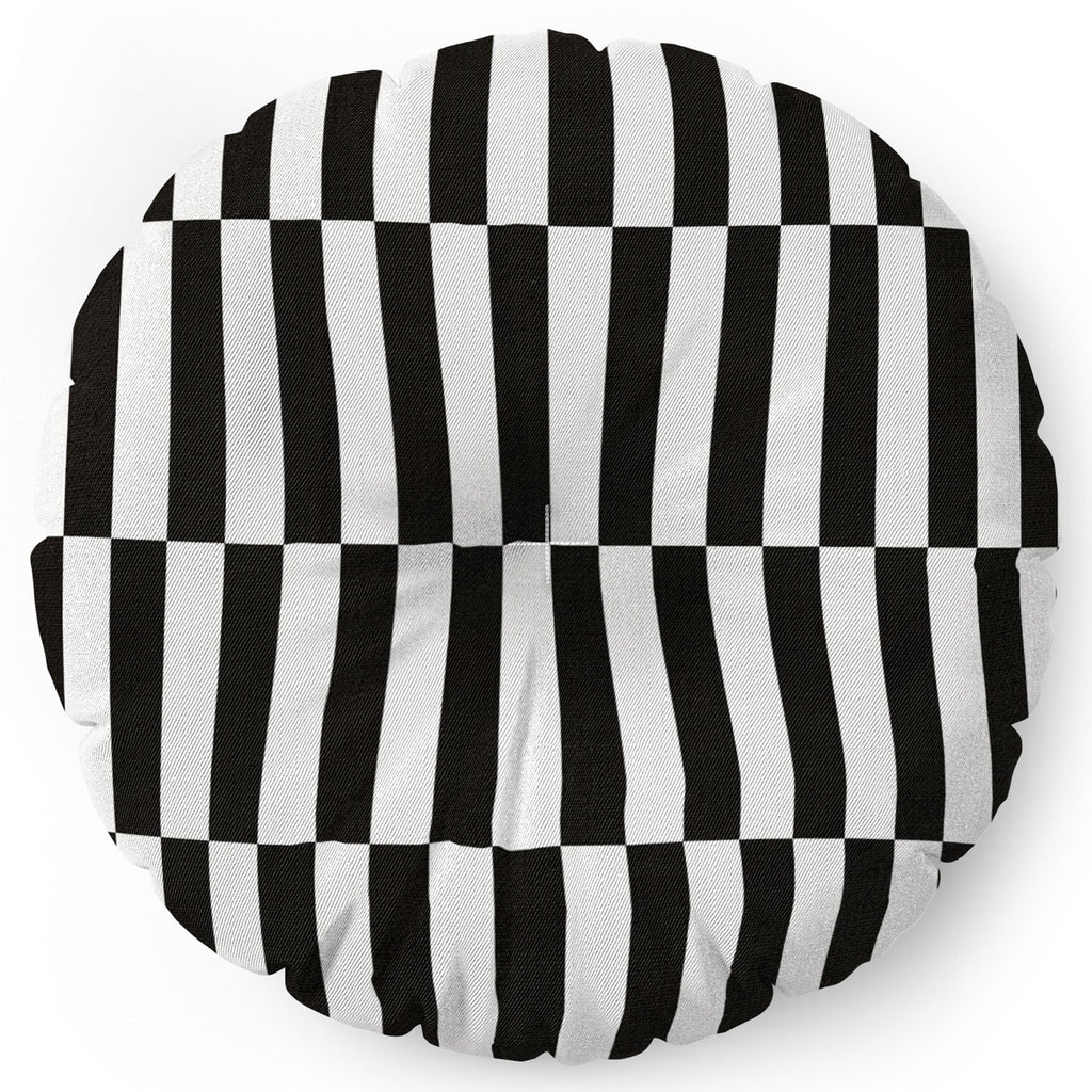 Bianca Green Black And White Order Floor Pillow Round