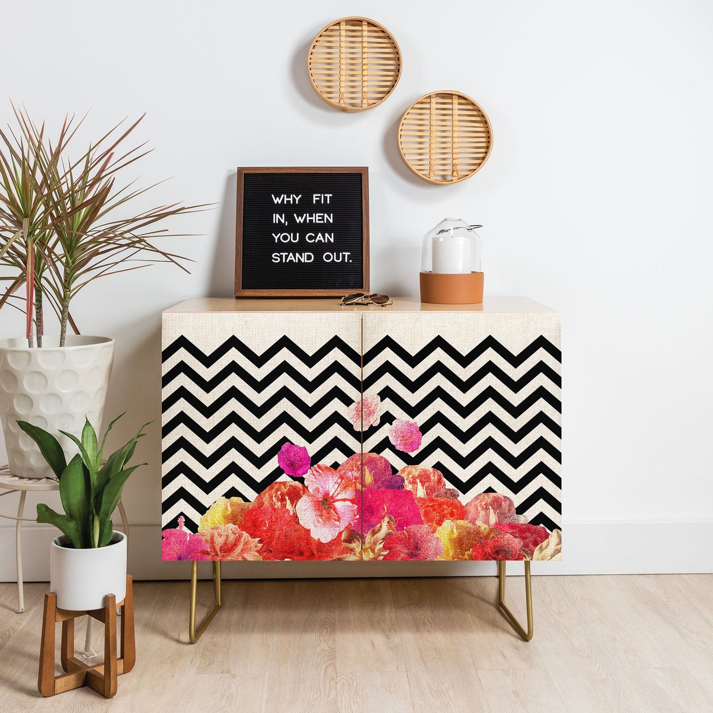 Bianca Green Chevron Flora 2 Credenza