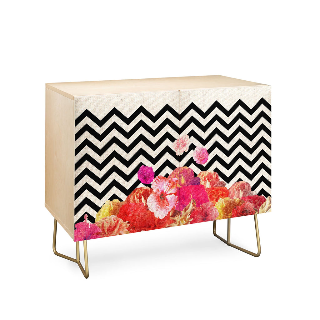 Bianca Green Chevron Flora 2 Credenza