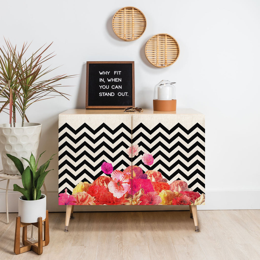 Bianca Green Chevron Flora 2 Credenza