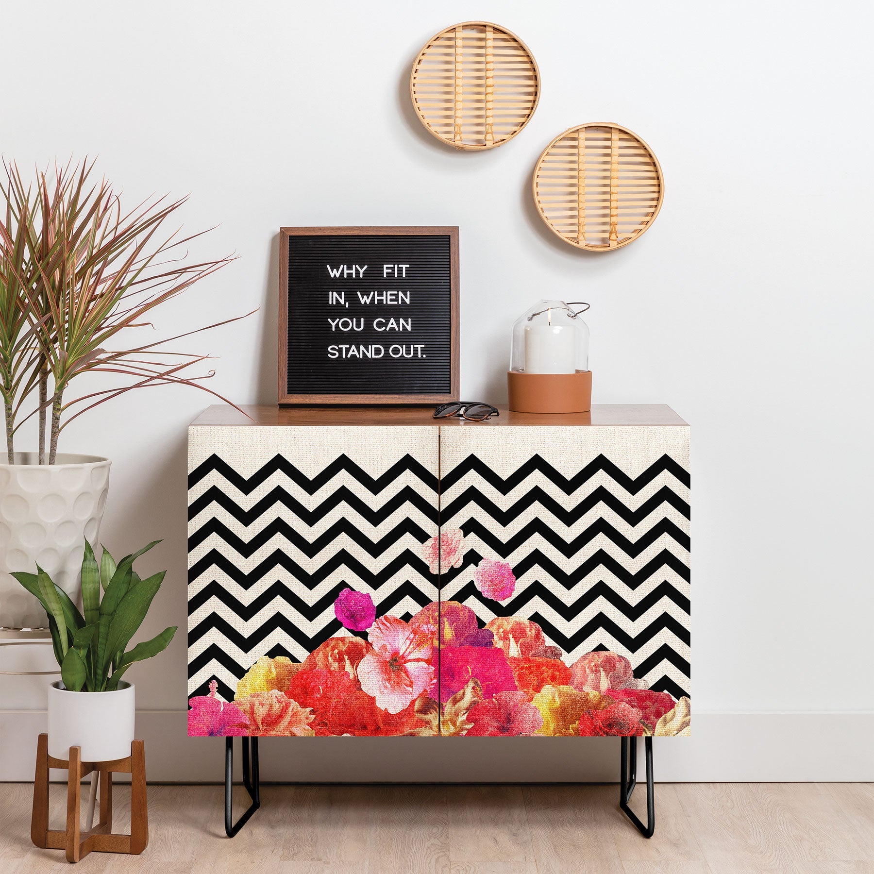 Bianca Green Chevron Flora 2 Credenza