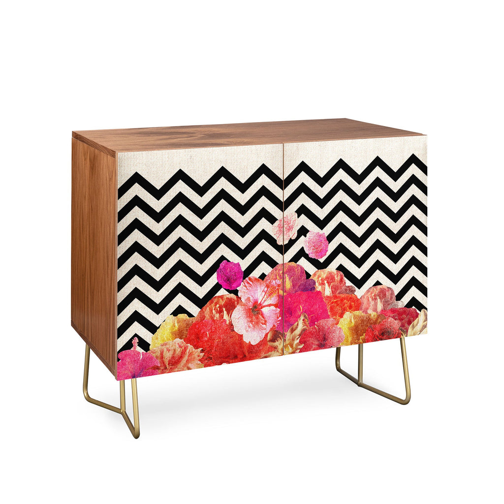 Bianca Green Chevron Flora 2 Credenza