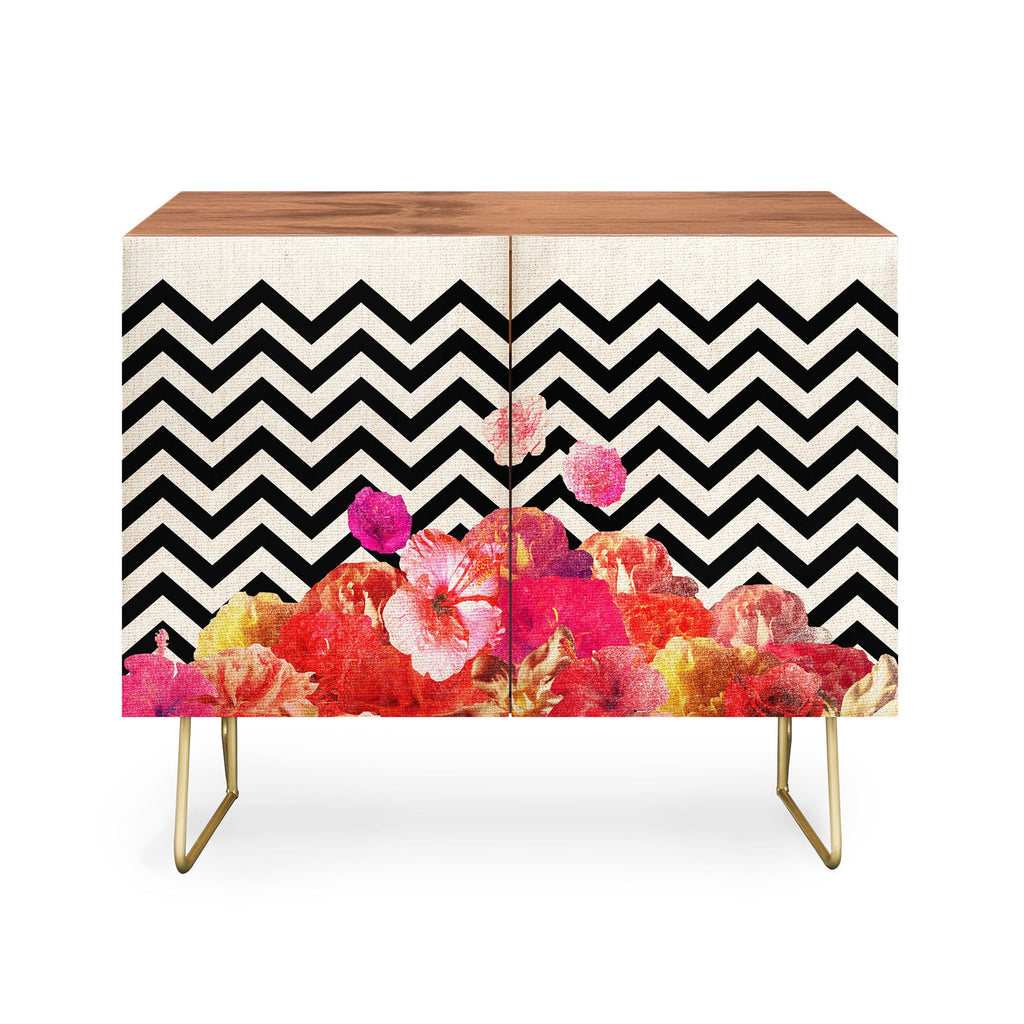 Bianca Green Chevron Flora 2 Credenza
