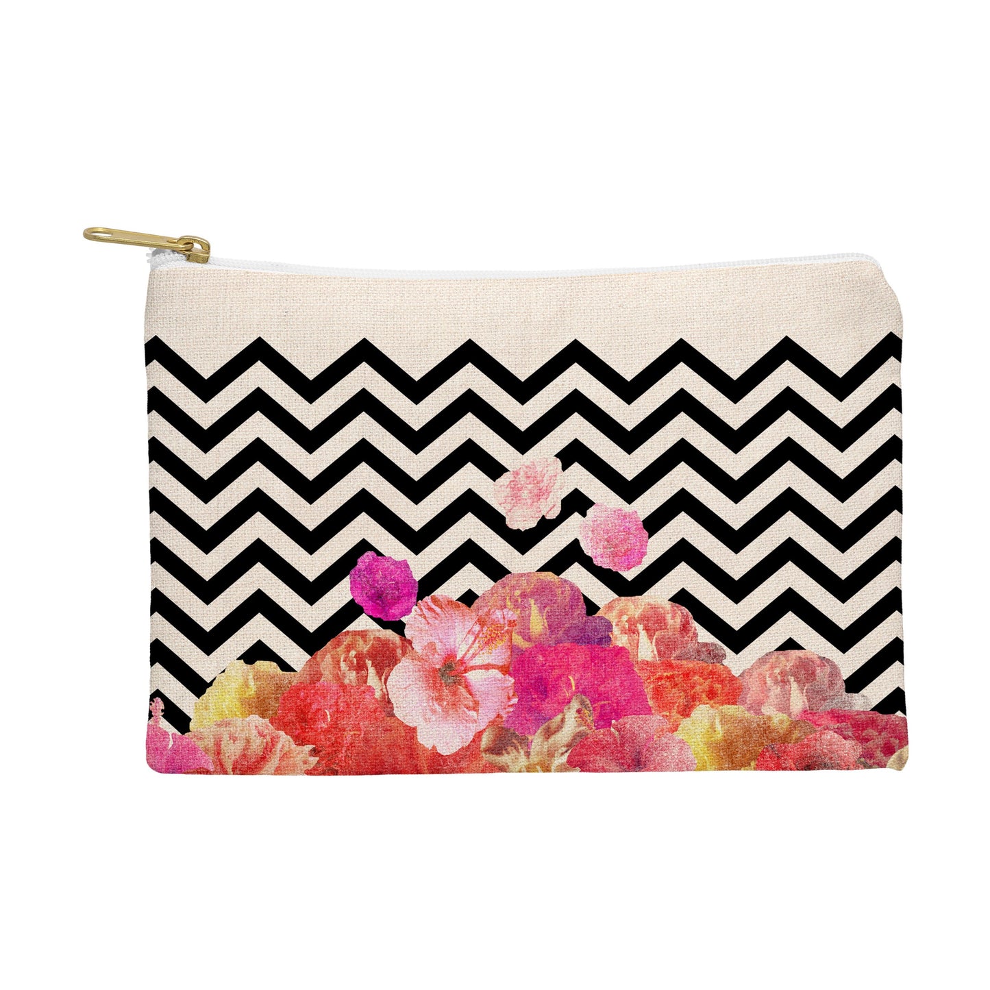 Bianca Green Chevron Flora 2 Pouch