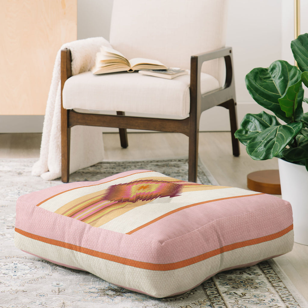 Bianca Green Fiesta Rose Floor Pillow Square