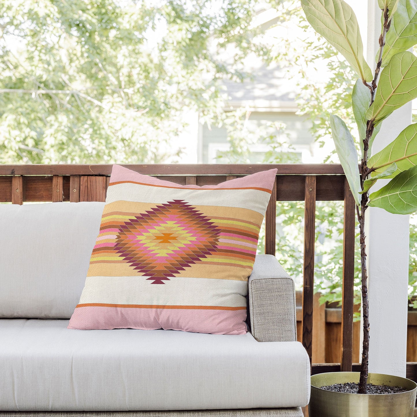 Bianca Green Fiesta Rose Outdoor Throw Pillow