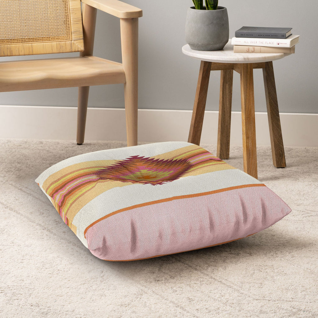Bianca Green Fiesta Rose Floor Pillow Square