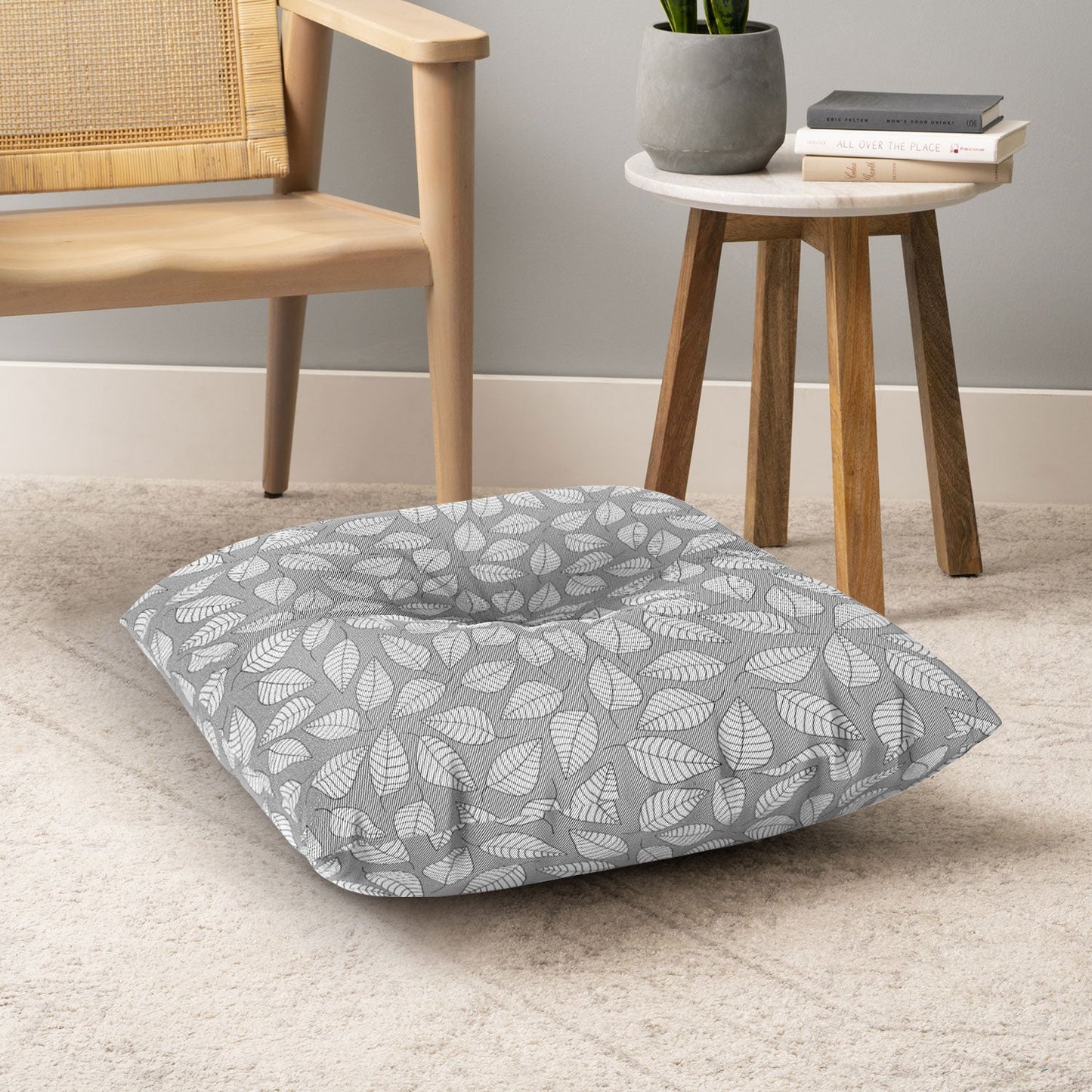 Bianca Green Leafy Floor Pillow Square