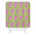 Bianca Green Linocut Cacti Pink Shower Curtain